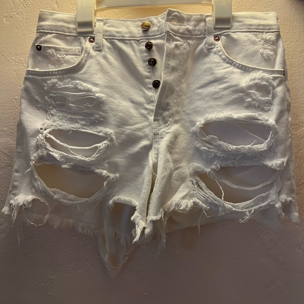 Free People Distressed Denim Shorts